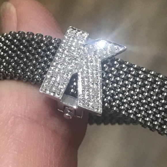 NWOT 14kt Wht Gold/Dia Charm Bracelet